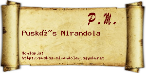 Puskás Mirandola névjegykártya
